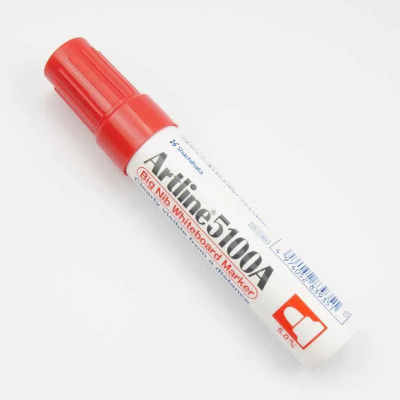 Artline 5100A Big Nib Whiteboard Markers - 5.0mm Bullet Tip - 4 Pack 4 Red