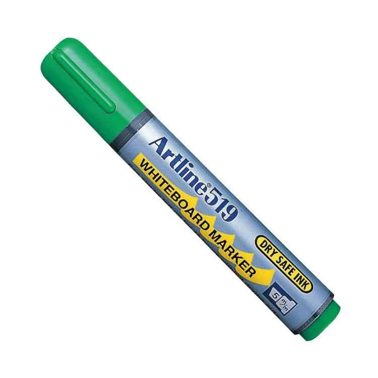 Artline 519 Day-Safe Whiteboard Markers | 2.0-5.0mm Chisel Tip | 4 Pack 4 Green