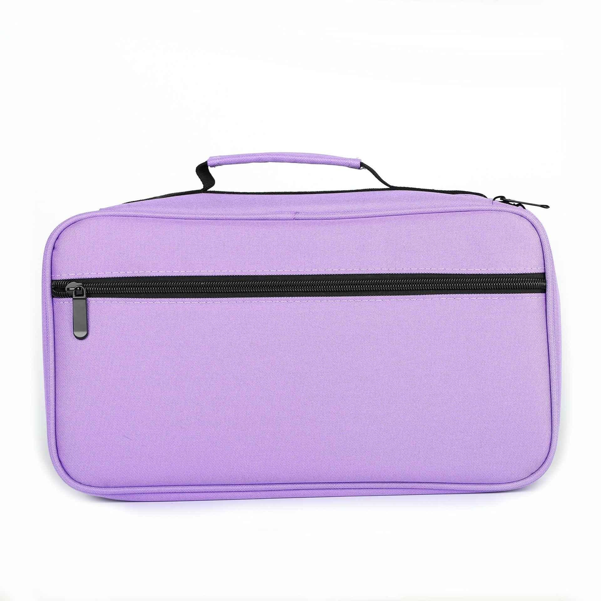 Markers Pen Case 40 Slots Holder with Carrying Handle Purple
