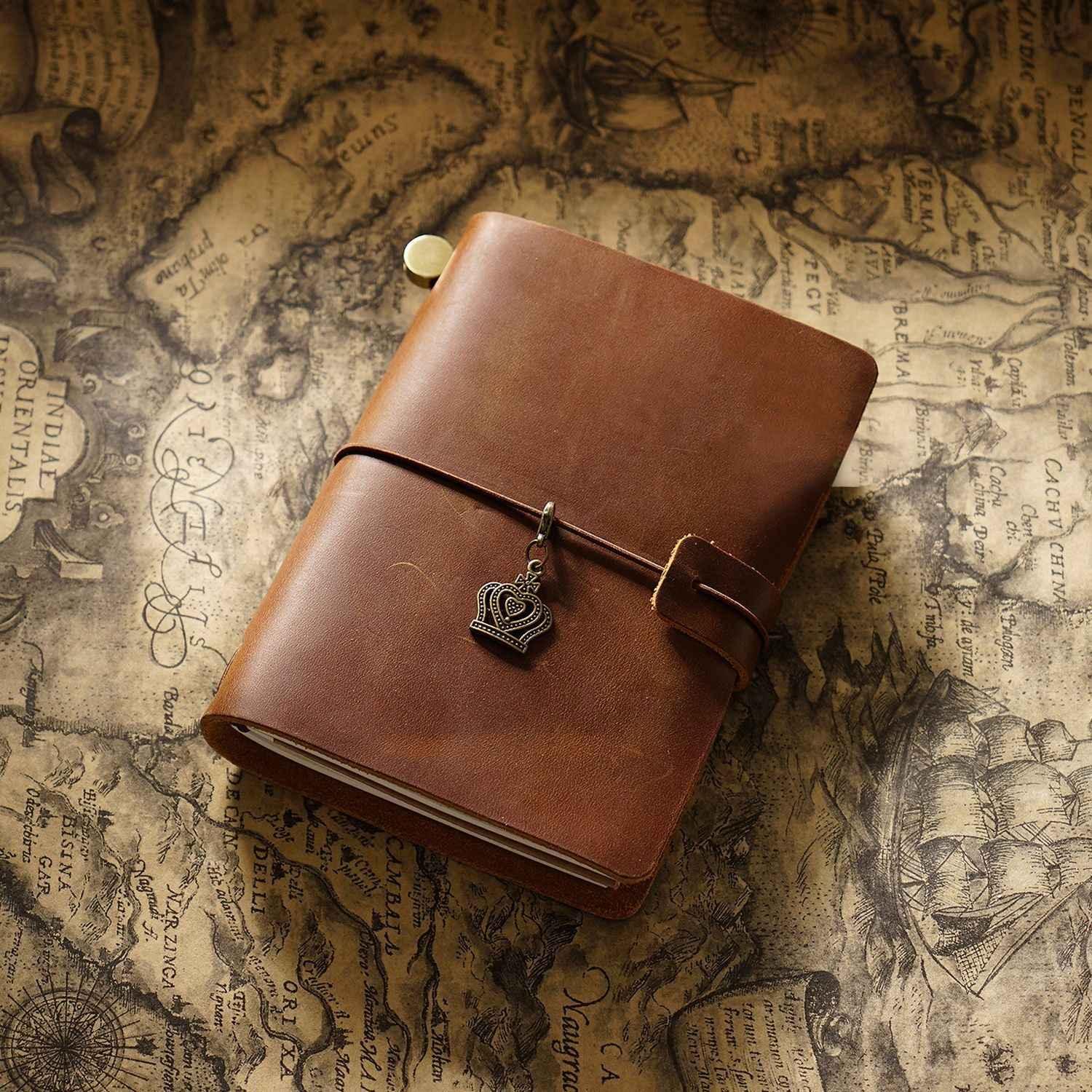 Traveler's Notebook Journal Passport Size Leather Cover Brown