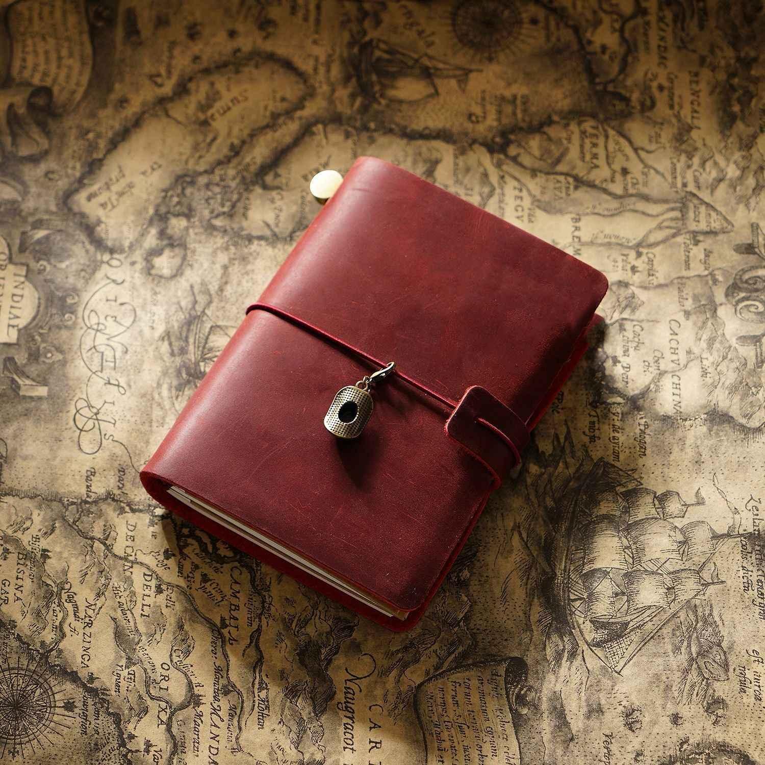 Traveler's Notebook Journal Passport Size Leather Cover Wine Red