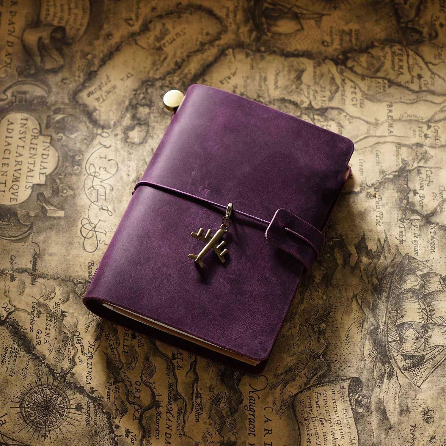 Traveler's Notebook Journal Passport Size Leather Cover Purple
