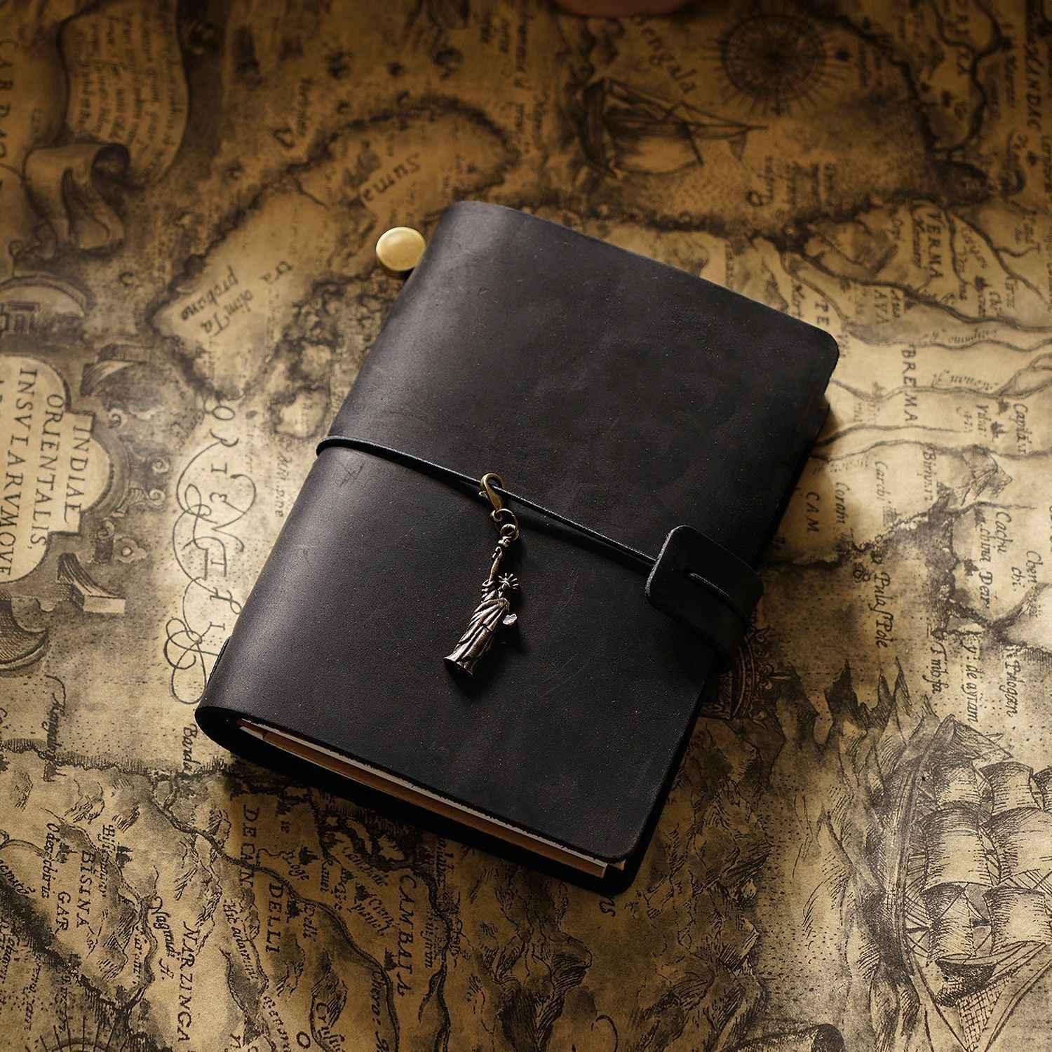 Traveler's Notebook Journal Passport Size Leather Cover Black