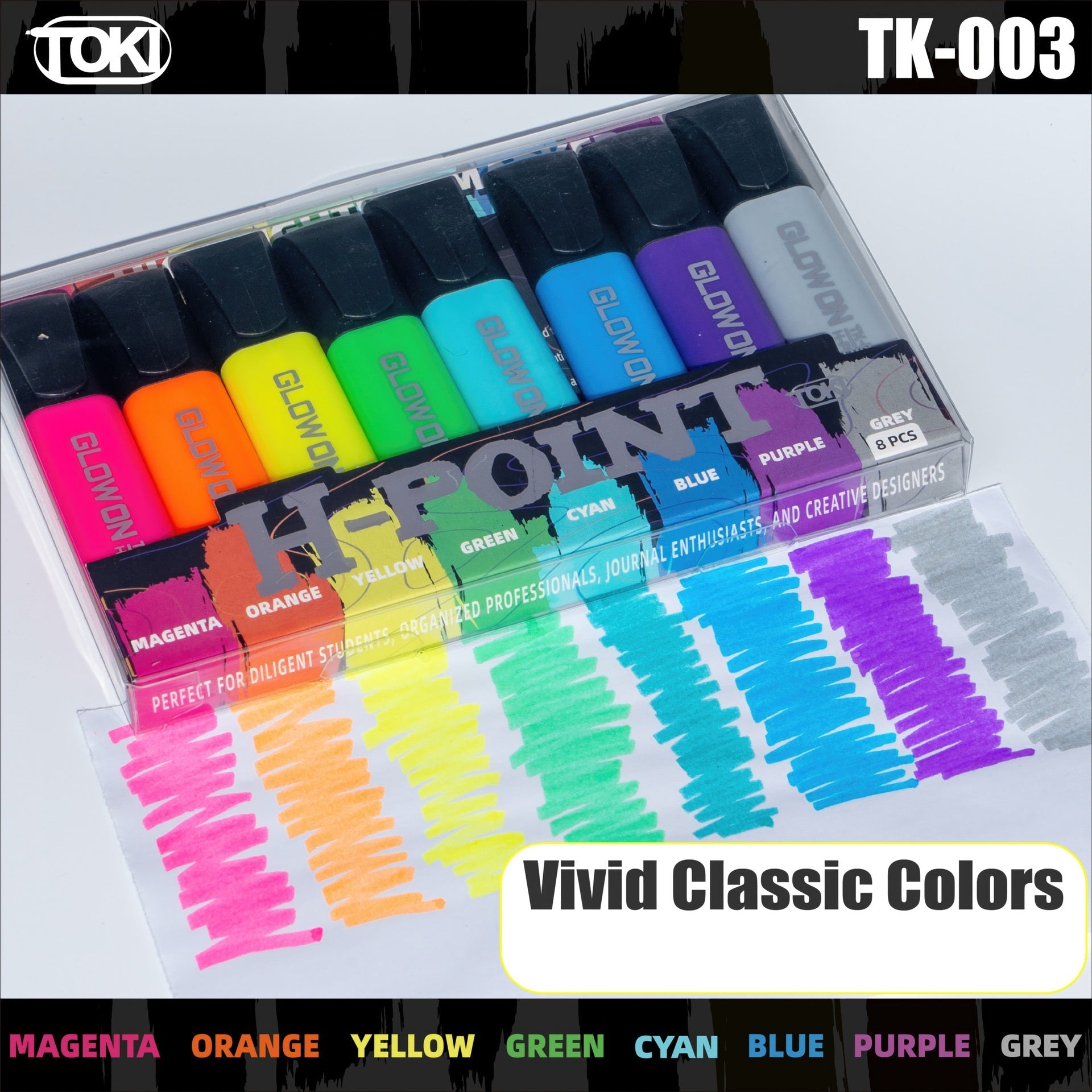 TOKI H-POINT Pastel Highlighters 8 Classic Macaron Colors Classic