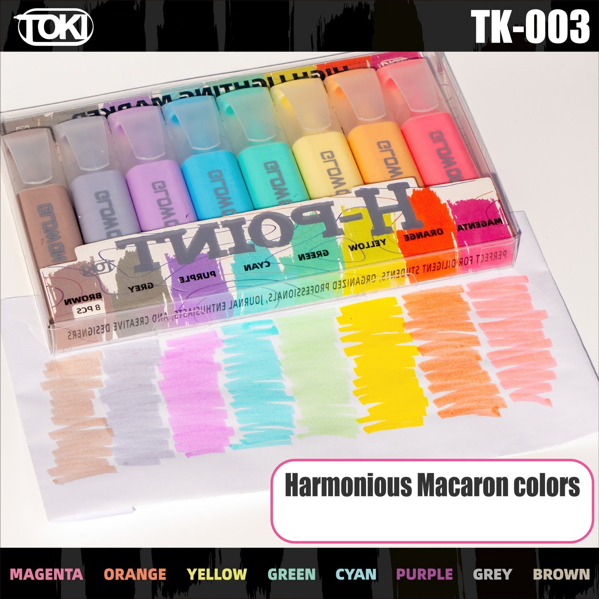 TOKI H-POINT Pastel Highlighters 8 Classic Macaron Colors Macaron