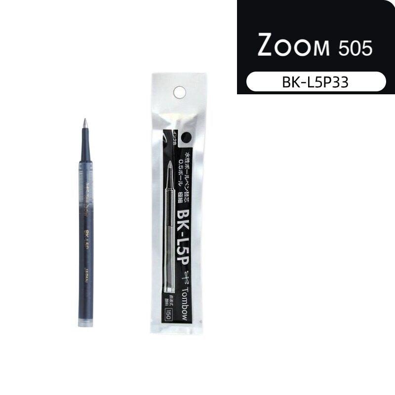 TOMBOW ZOOM 505 Pen Refill, 0.5 mm | BK-L5P | Black or Red Ink Black