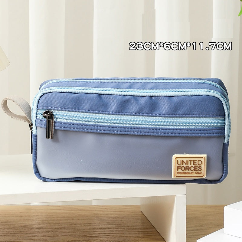 TOME United Forces 3-Layer Large Capacity Pen Bag Pencil Storage Pouch Blue