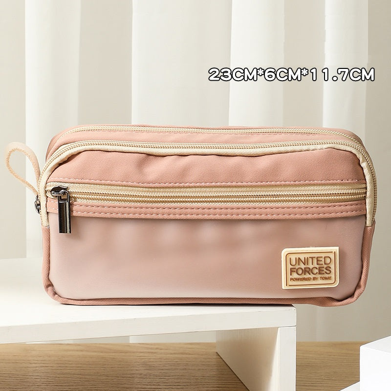 TOME United Forces 3-Layer Large Capacity Pen Bag Pencil Storage Pouch Pink