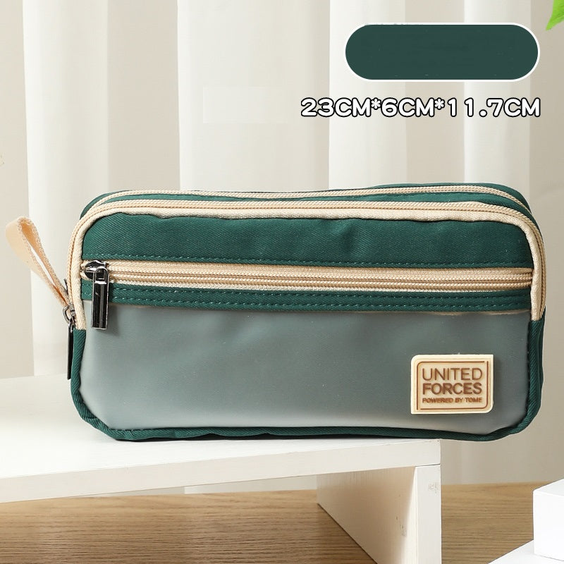 TOME United Forces 3-Layer Large Capacity Pen Bag Pencil Storage Pouch Olive Green