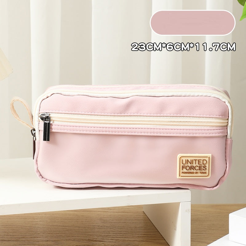 TOME United Forces 3-Layer Large Capacity Pen Bag Pencil Storage Pouch Light Pink