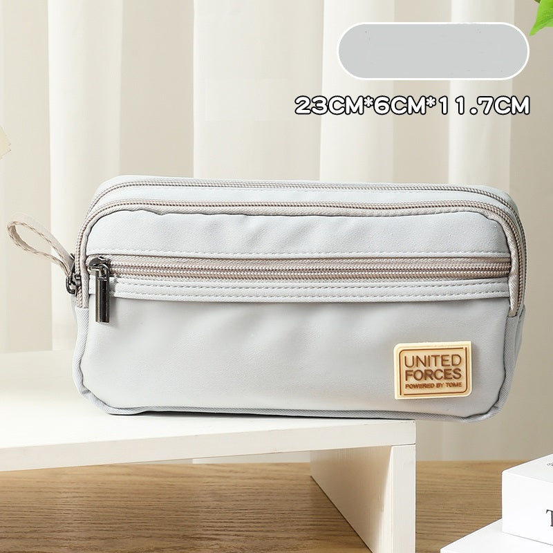 TOME United Forces 3-Layer Large Capacity Pen Bag Pencil Storage Pouch Light Grey