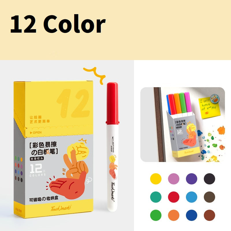 Touchmark Washable Whiteboard Markers – 8/12 Colors, Magnetic Case 8 Colors