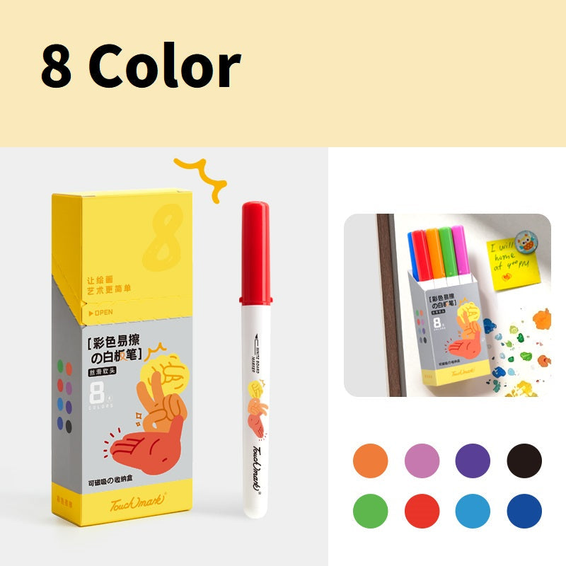 Touchmark Washable Whiteboard Markers – 8/12 Colors, Magnetic Case 8 Colors