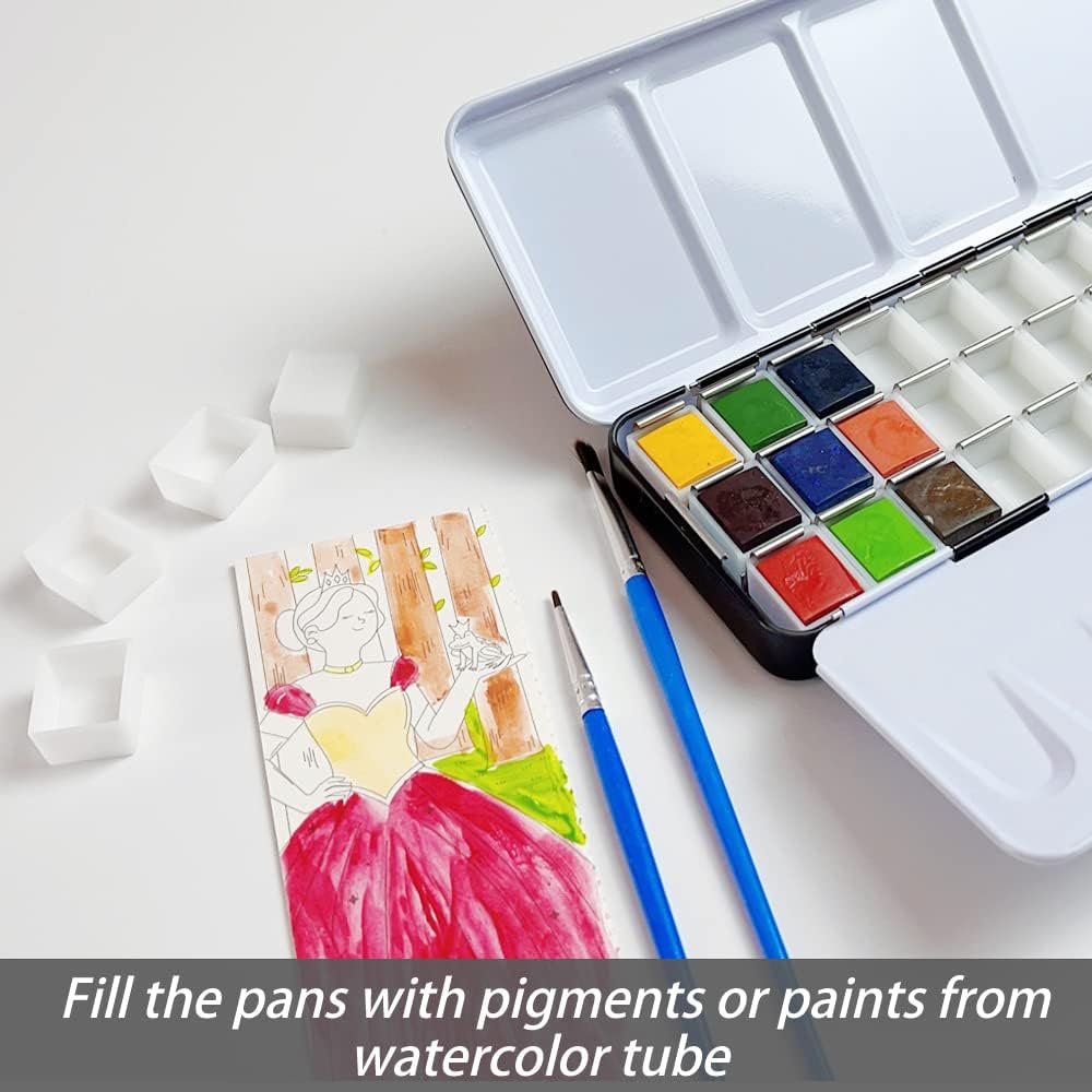Watercolor Palette Box Metal Tin with 36 Half Pans