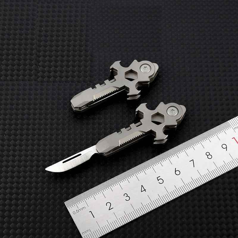 Titanium Multi-Tool EDC Bottle Opener Box Cutter M3/M4 Wrench