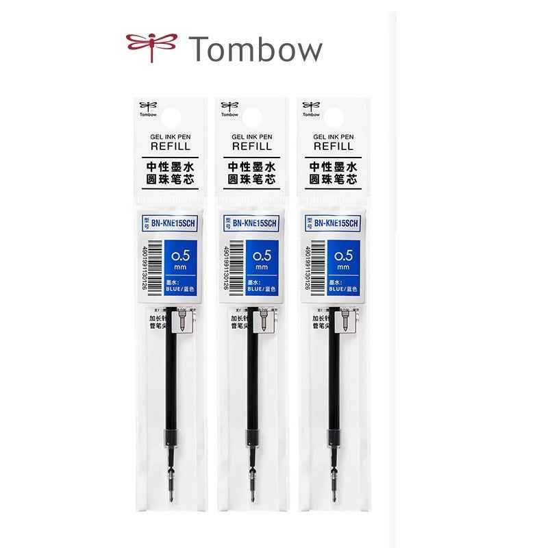 Tombow BN-KNE Gel Pen Refill - 0.5mm Black/Blue/Red - 3 Pack 3 Blue