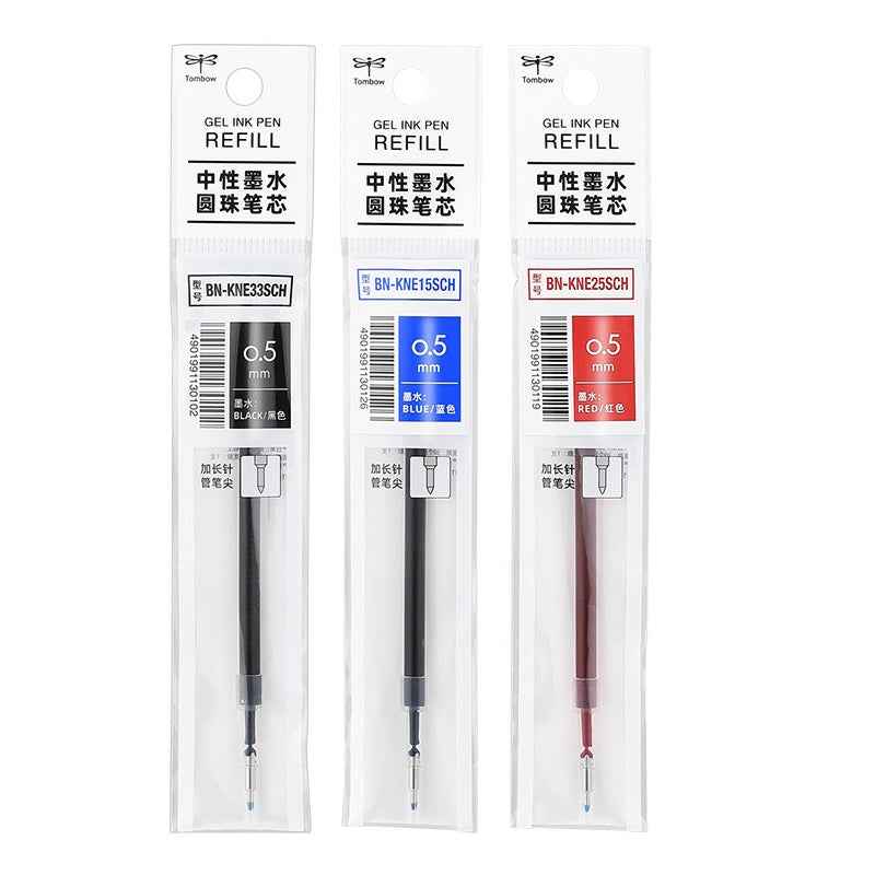 Tombow BN-KNE Gel Pen Refill - 0.5mm Black/Blue/Red - 3 Pack 3 Mixed