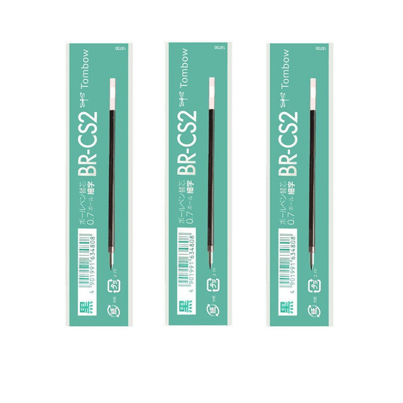 Tombow BR-CS2 Ballpoint Pen Refill - 0.7mm Black/Red/Blue/Green,3 Pack 3 Black