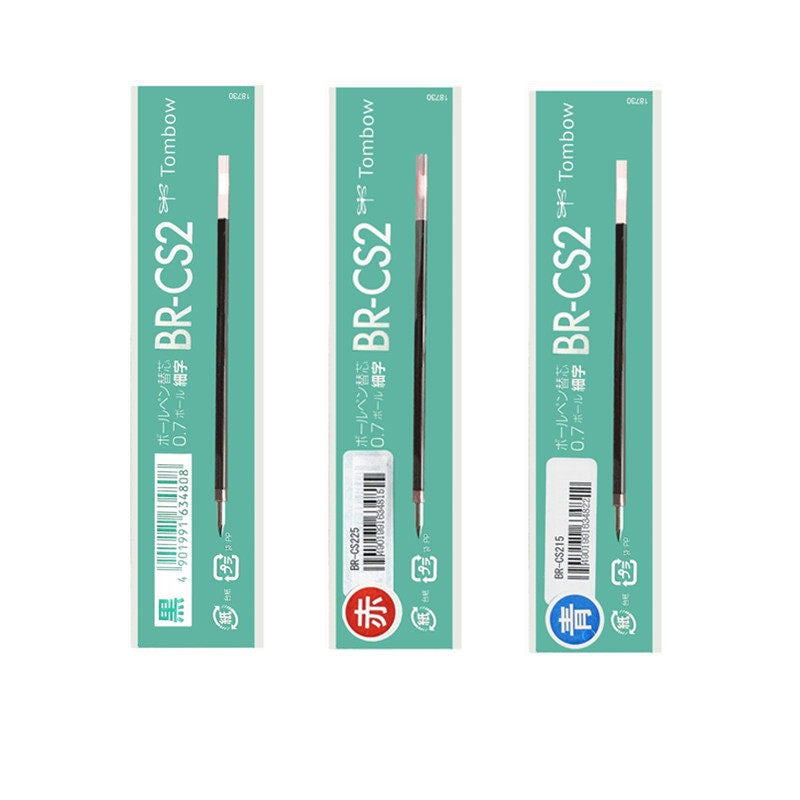 Tombow BR-CS2 Ballpoint Pen Refill - 0.7mm Black/Red/Blue/Green,3 Pack Black Red Blue