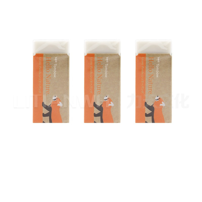 Tombow Hello Nature Plastic Eraser,Animal, 3-Pack Lesser Panda