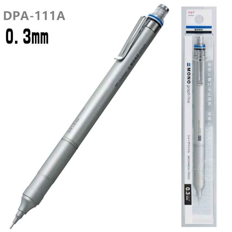 Tombow MONO Graph Fine Mechanical Pencil - 0.5 mm - Silver/Black 0.3mm Silver