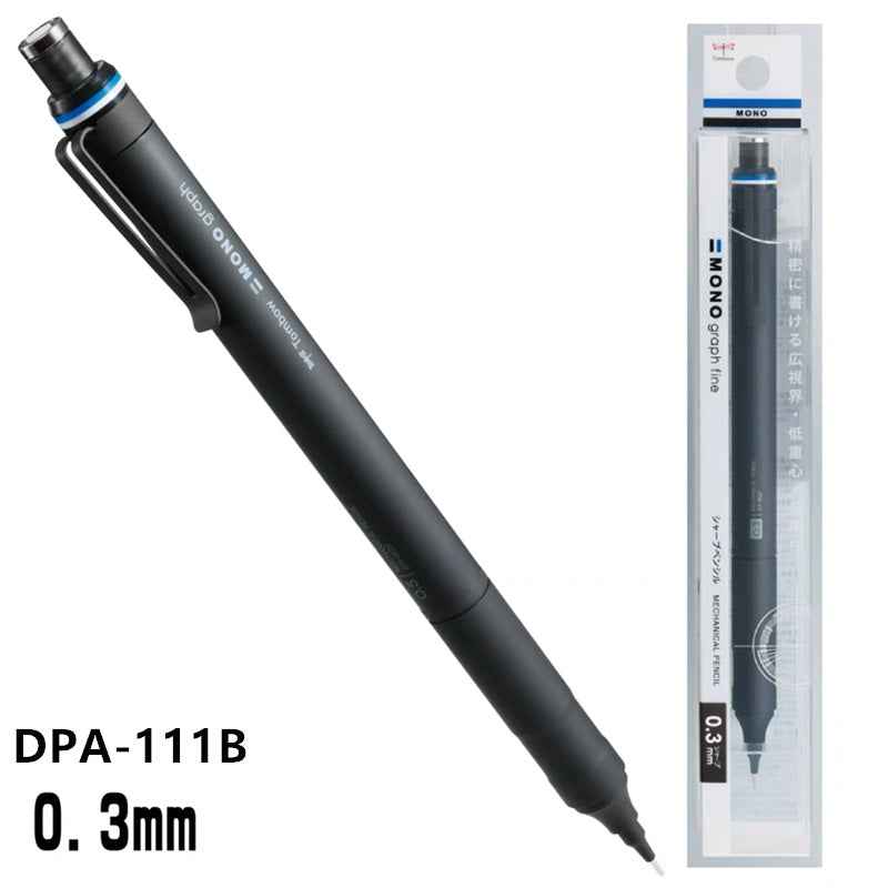 Tombow MONO Graph Fine Mechanical Pencil - 0.5 mm - Silver/Black 0.3mm Black