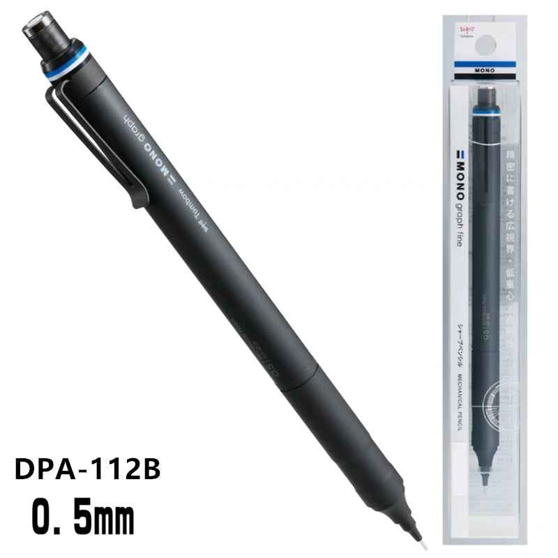 Tombow MONO Graph Fine Mechanical Pencil - 0.5 mm - Silver/Black 0.5mm Black