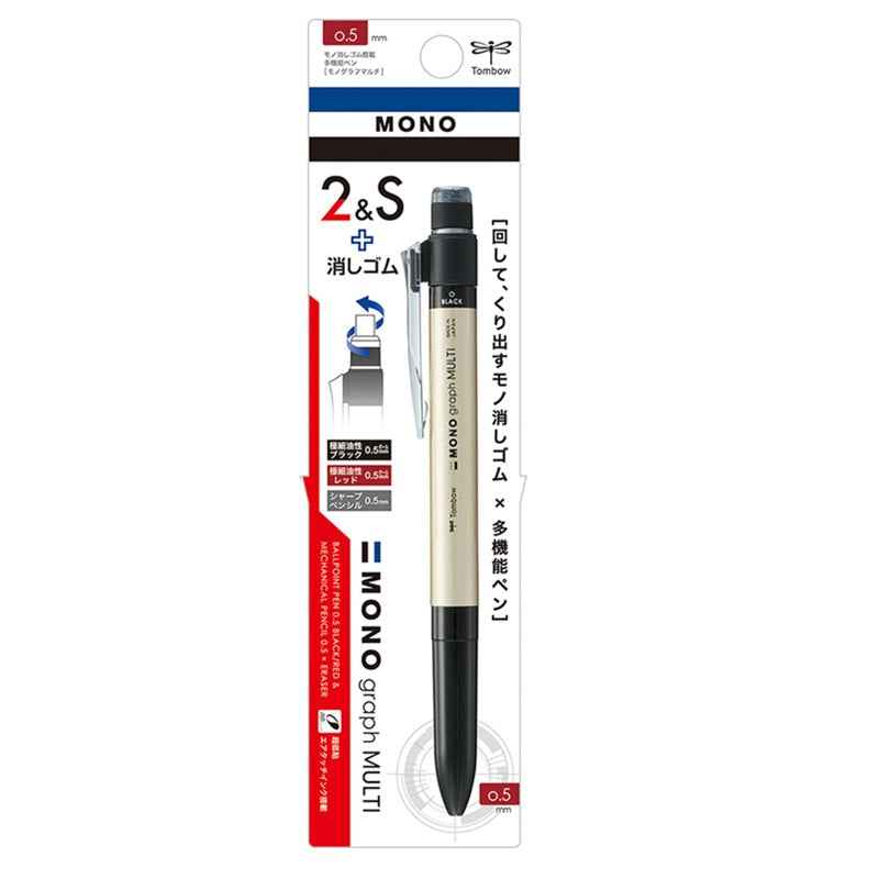 Tombow MONO Graph Multi 2 Color 0.5 mm Ballpoint Pen + 0.5 mm Pencil Gold