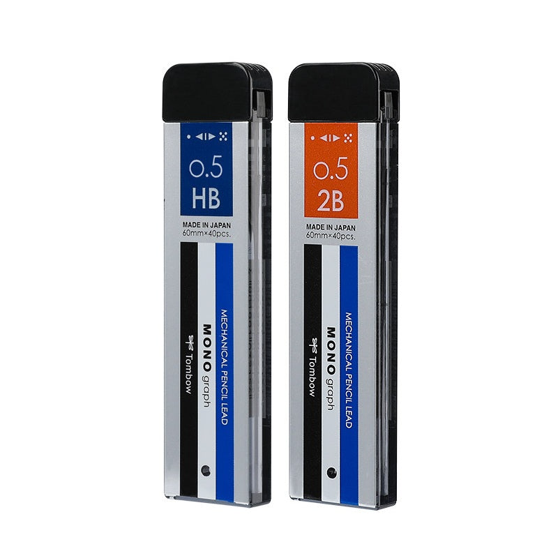 Tombow MONO Graph Mechanical Pencil Lead Refills 0.5mm – 60mm x 40pcs | HB or 2B | 2-Box Set HB+2B