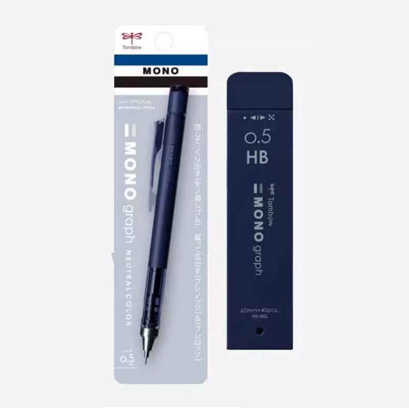 Tombow Mono Graph Mechanical Pencil Neutral Colors with Lead refills Matte Navy
