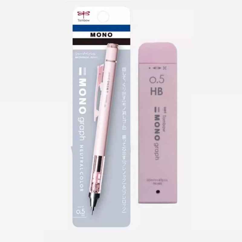 Tombow Mono Graph Mechanical Pencil Neutral Colors with Lead refills Matte Pink