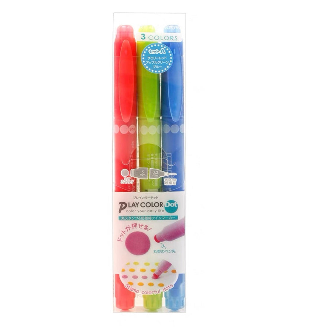 Tombow Play Color Dot Felt Tip Pen Set 3/12 Colors 3 Color Set A