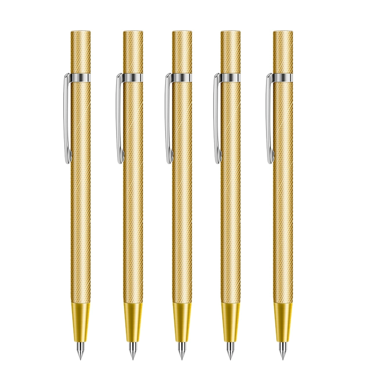 Tungsten Carbide Tip Scriber Marking Engraving Pen for Ceramics Glass 5 Pack Gold