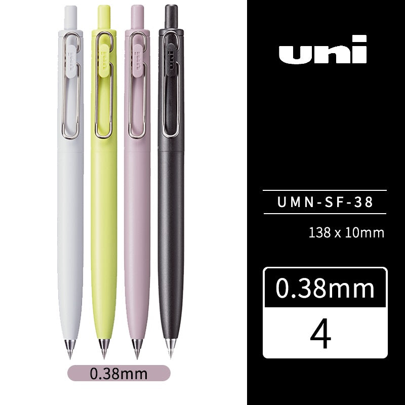 Mitsubishi Uni-Ball One F Black Gel Pen (0.38mm/0.5mm) 0.38mm 4 Pack