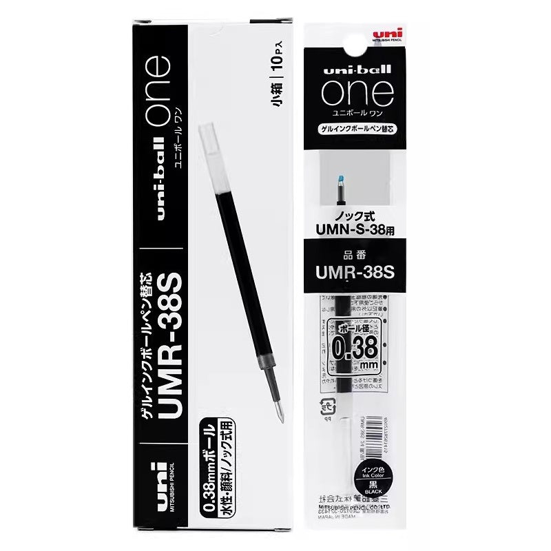 Uni-ball One UMR-38S Gel Pen Refill - 0.38mm - Black/Blue/Red Ink 10 Pack Black