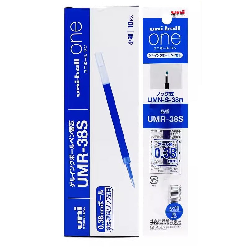Uni-ball One UMR-38S Gel Pen Refill - 0.38mm - Black/Blue/Red Ink 10 Pack Blue