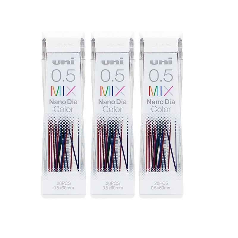Uni NanoDia Color Mechanical Pencil Leads 0.5mm 7 Color MIX, 3 Pack