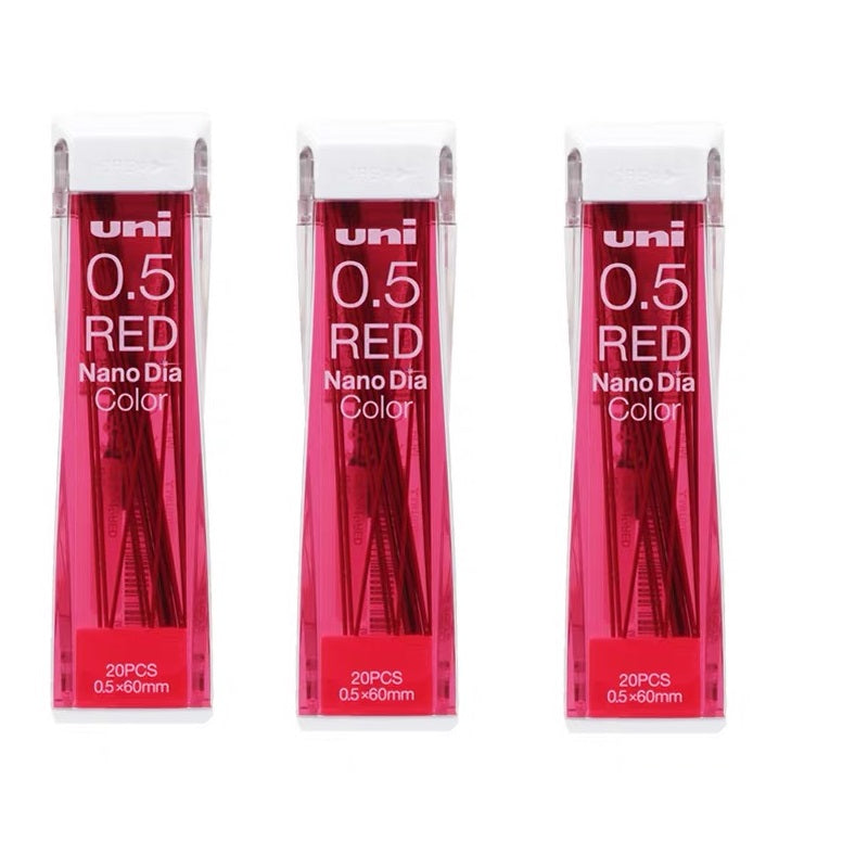 Uni NanoDia Color Mechanical Pencil Leads 0.5mm, 3 Pack Red