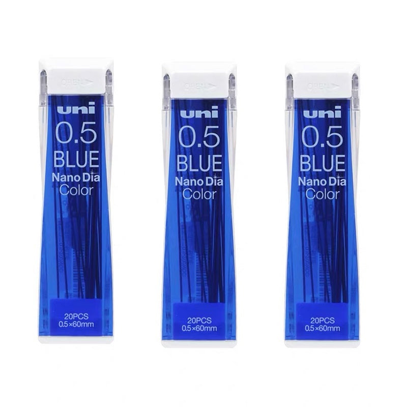 Uni NanoDia Color Mechanical Pencil Leads 0.5mm, 3 Pack Blue