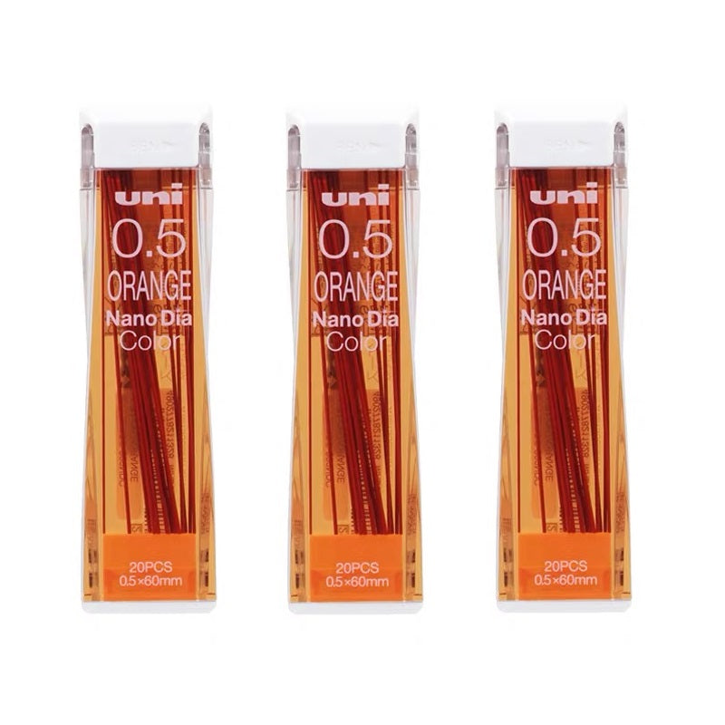 Uni NanoDia Color Mechanical Pencil Leads 0.5mm, 3 Pack Orange