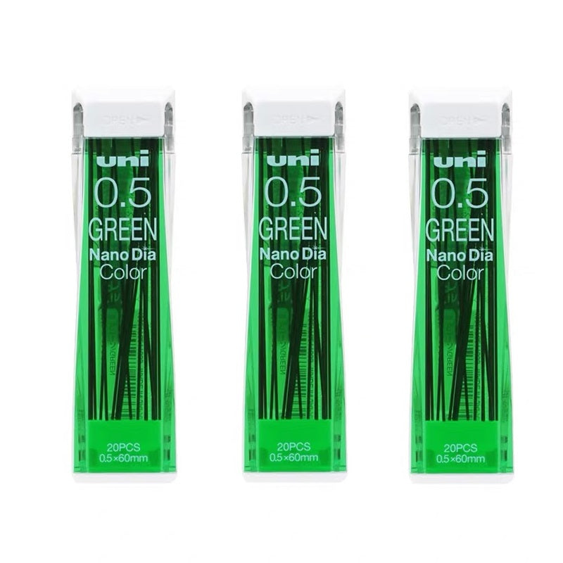Uni NanoDia Color Mechanical Pencil Leads 0.5mm, 3 Pack Green