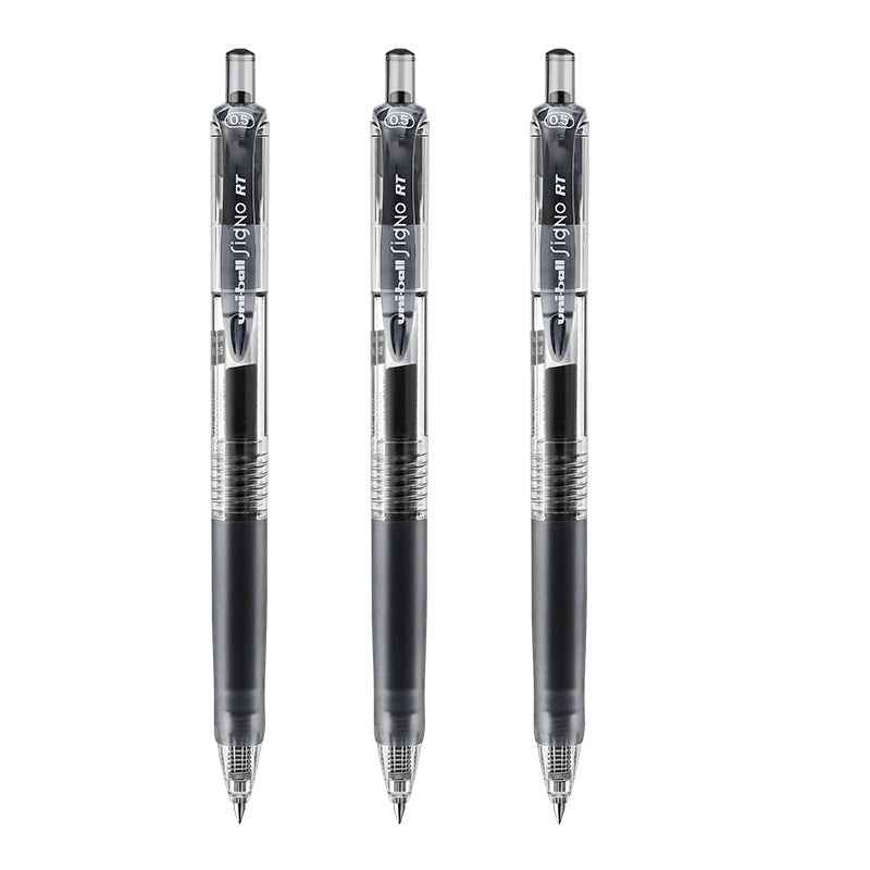 uni-ball Signo RT micro Retractable Rollerball Pens 0.5mm 3 Pack 3 Black