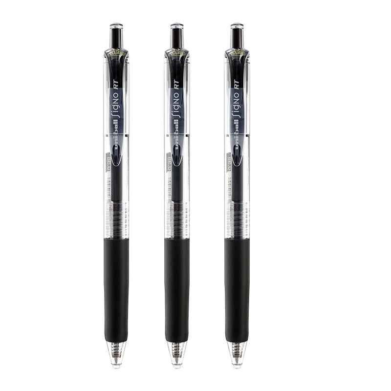 uni-ball Signo RT micro Retractable Rollerball Pens 0.38mm 3 Pack 3 Black