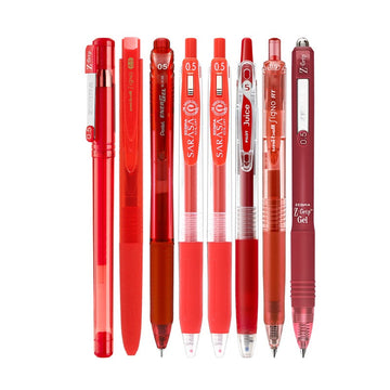 Uni-ball/Pilot/Zebra Gel Pens 8 Red Ink Set