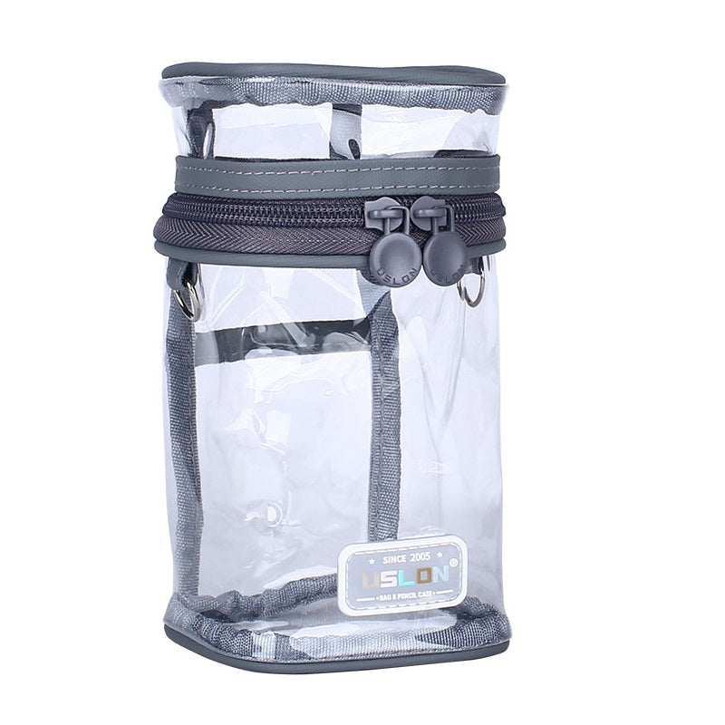 USLON Stand-Up Pencil Case – Desk Pen Holder Chunky Barrel-Style Clear