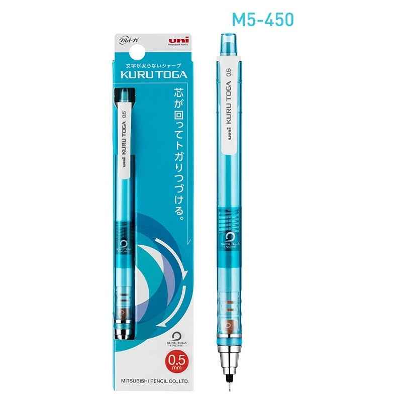 Uni-Ball Kuru Toga M5-450 Mechanical Pencil Clear Boday Lake Blue