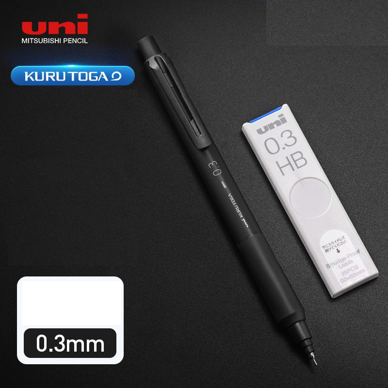 Uni Mechanical Pencil Kurutoga KS 0.3/0.5mm with Leads Black 0.3mm