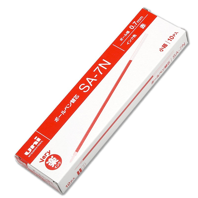 Uni SA-7N Ballpoint Pen Refill - 0.7 mm - Black/Red/Blue - 10 Pack Red