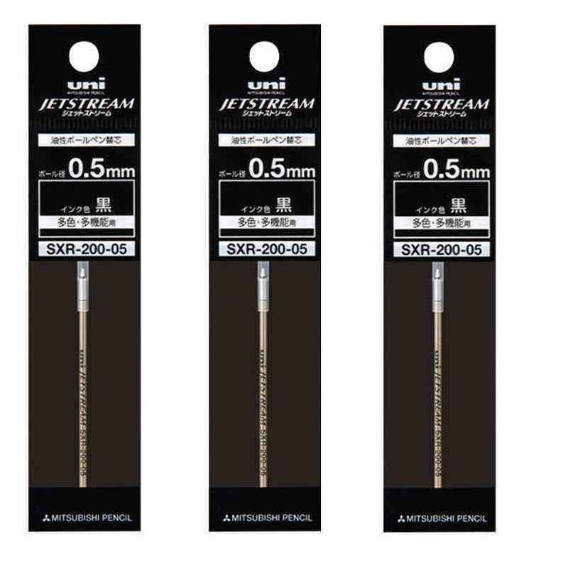 Uni SXR-200-05 Jetstream Ballpoint Multi Pen Refill - 0.5mm - 3 Pack 3 Black