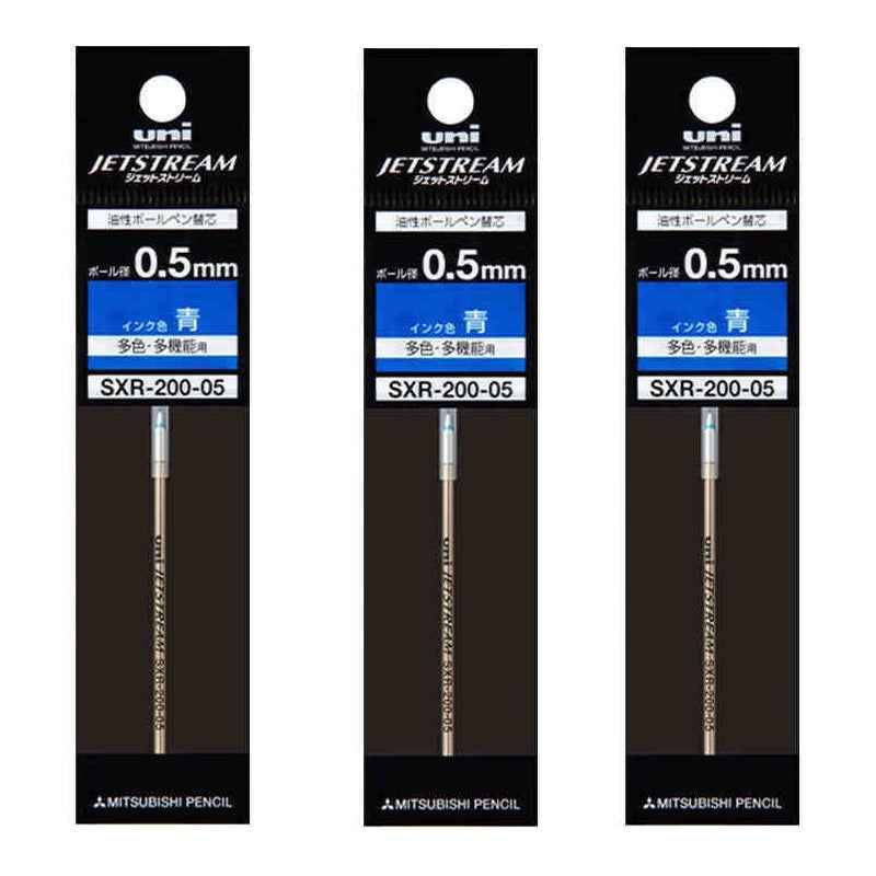 Uni SXR-200-05 Jetstream Ballpoint Multi Pen Refill - 0.5mm - 3 Pack 3 Blue